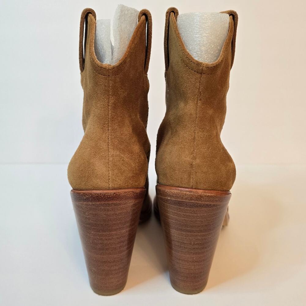 Joie Monte Boots Cognac Tan Suede Leather Size EU 37.5 US 7.5 Studded Western - Picture 4 of 11